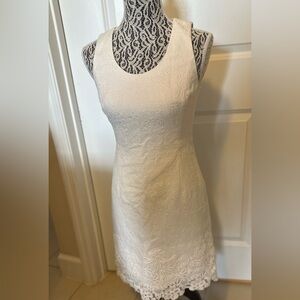 Rebecca Taylor size 4 white sleeveless lace hem dress. EUC